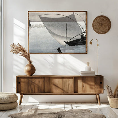 Experience tranquility with this exquisite artwork depicting a serene Japanese fishing scene. The for Sitting Area