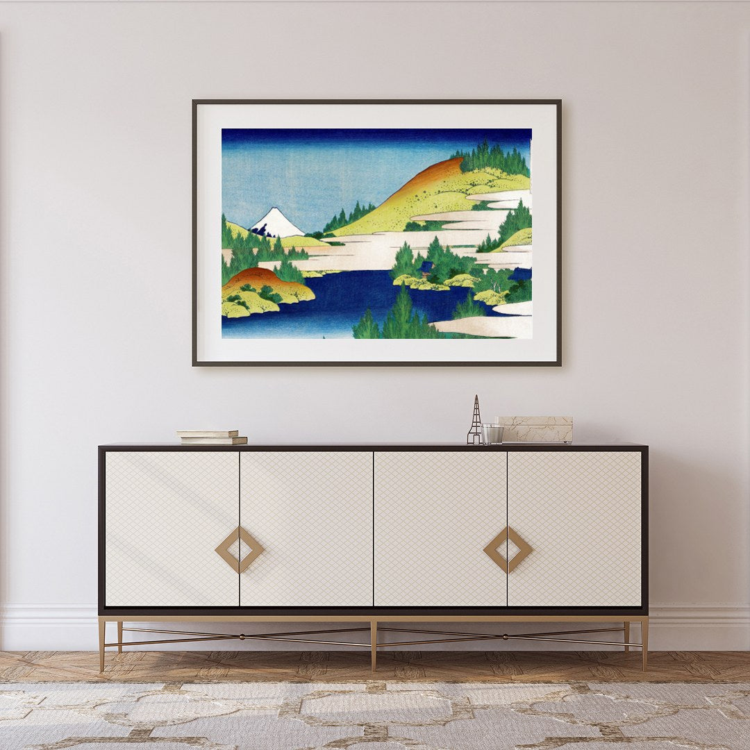 Immerse yourself in the tranquility of this exquisite landscape depicting the iconic Mount Fuji. for Foyer