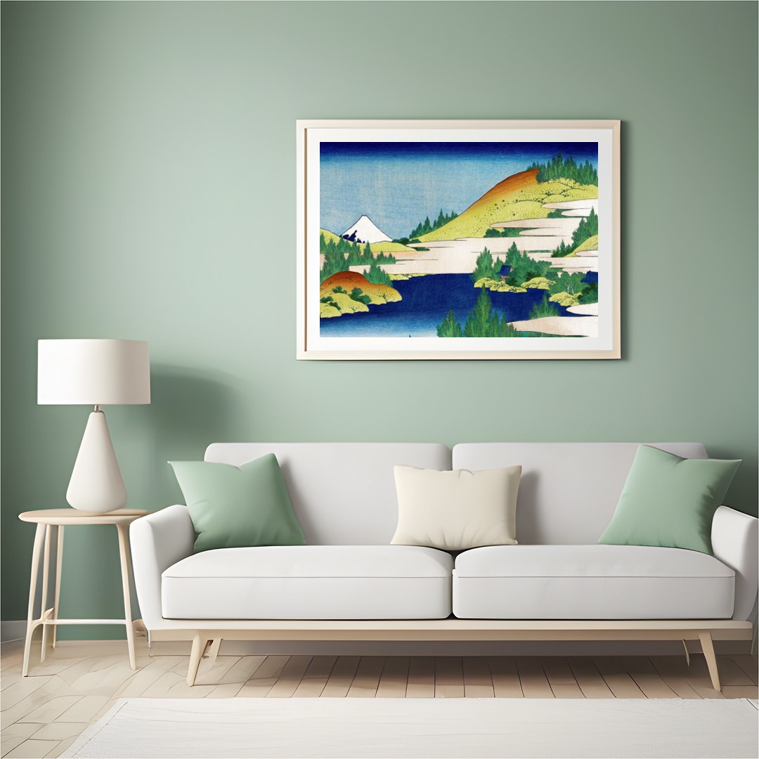 Immerse yourself in the tranquility of this exquisite landscape depicting the iconic Mount Fuji. for Hall