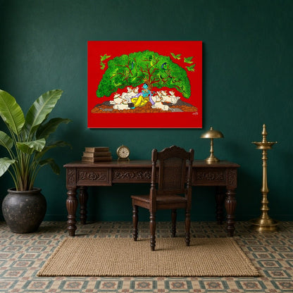 Immerse yourself in the tranquil beauty of Pichwai art with this exquisite depiction of Lord for Study
