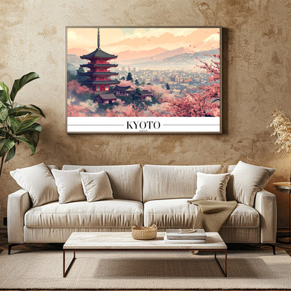 Experience the tranquility of Kyoto through this stunning artwork, capturing the iconic pagoda for Family Room