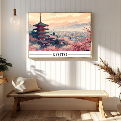 Experience the tranquility of Kyoto through this stunning artwork, capturing the iconic pagoda for Hallway