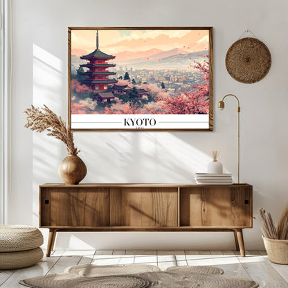 Experience the tranquility of Kyoto through this stunning artwork, capturing the iconic pagoda for Sitting Area
