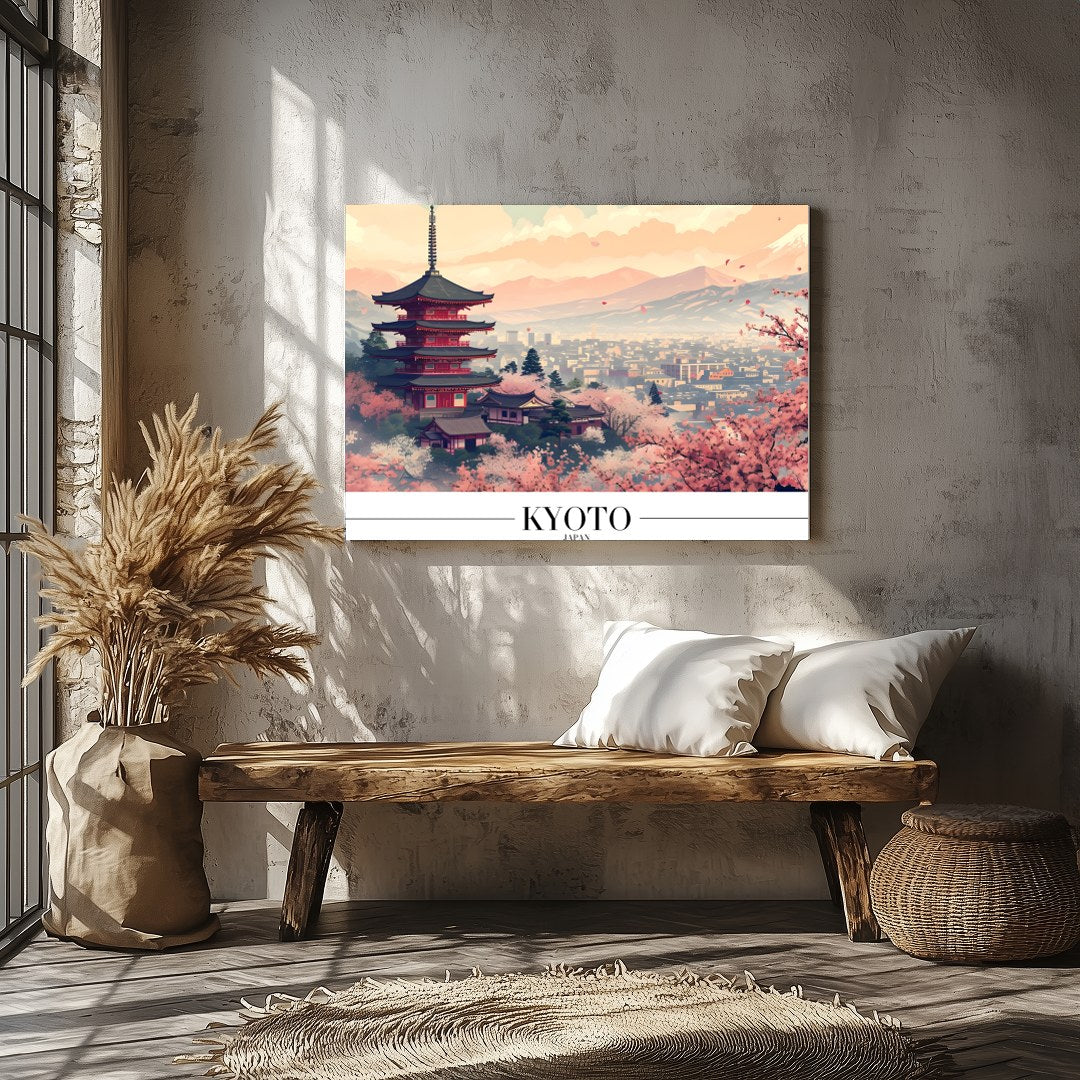 Experience the tranquility of Kyoto through this stunning artwork, capturing the iconic pagoda for Veranda