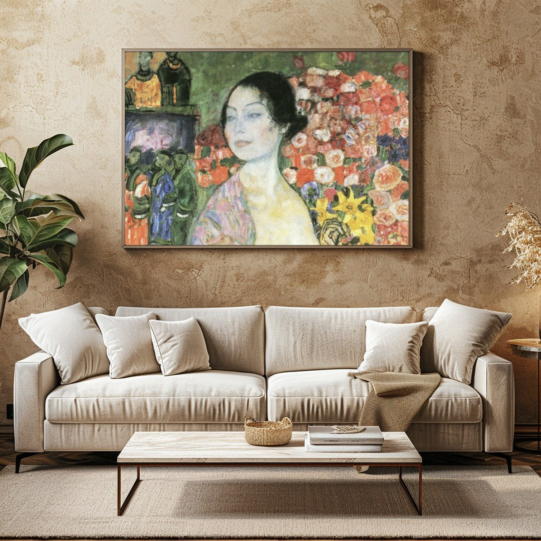 Immerse yourself in the tranquility of this stunning artwork featuring a serene woman enveloped by for Family Room