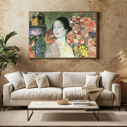 Immerse yourself in the tranquility of this stunning artwork featuring a serene woman enveloped by for Family Room