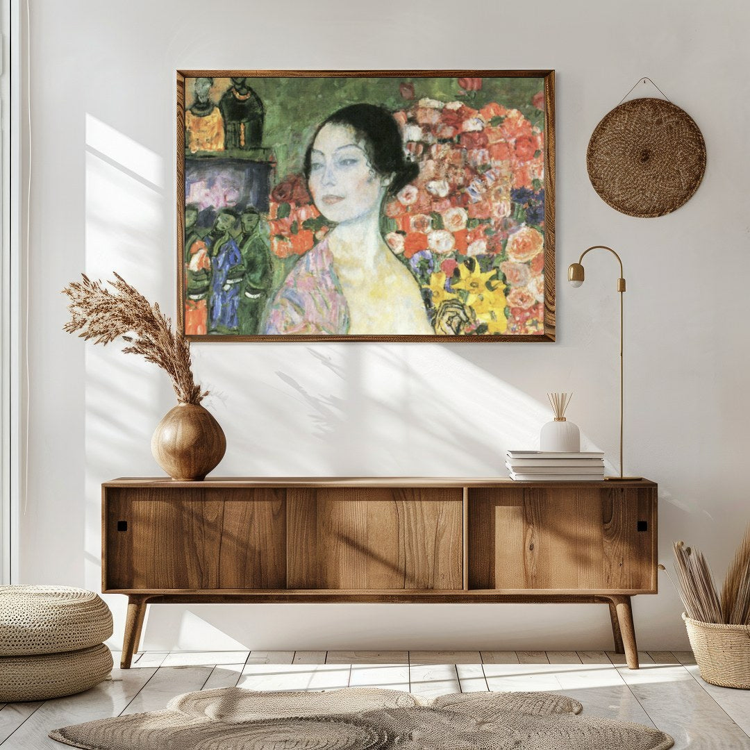 Immerse yourself in the tranquility of this stunning artwork featuring a serene woman enveloped by for Sitting Area