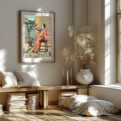 Capture the tranquil beauty of traditional Indian life with this exquisite artwork. Featuring a for dwelling