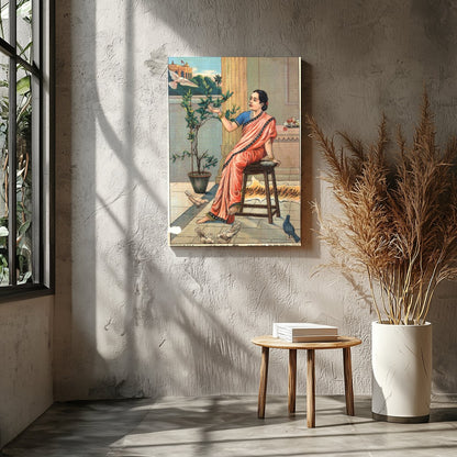 Capture the tranquil beauty of traditional Indian life with this exquisite artwork. Featuring a for Entrance
