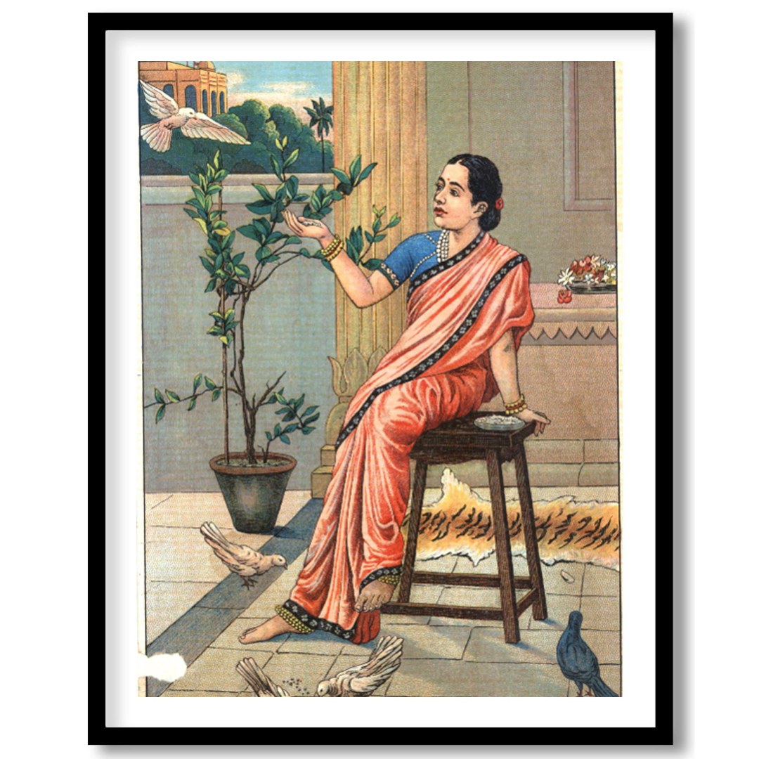 Capture the tranquil beauty of traditional Indian life with this exquisite artwork. Featuring a for gallery