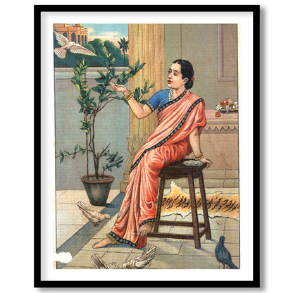 Capture the tranquil beauty of traditional Indian life with this exquisite artwork. Featuring a for gallery