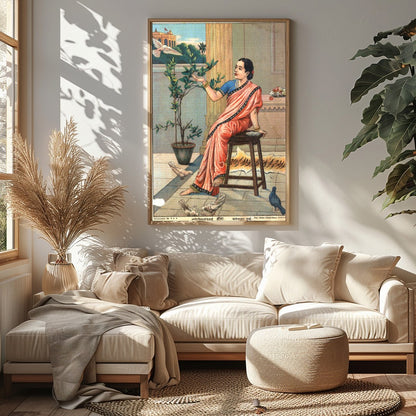 Capture the tranquil beauty of traditional Indian life with this exquisite artwork. Featuring a for Sitting Area