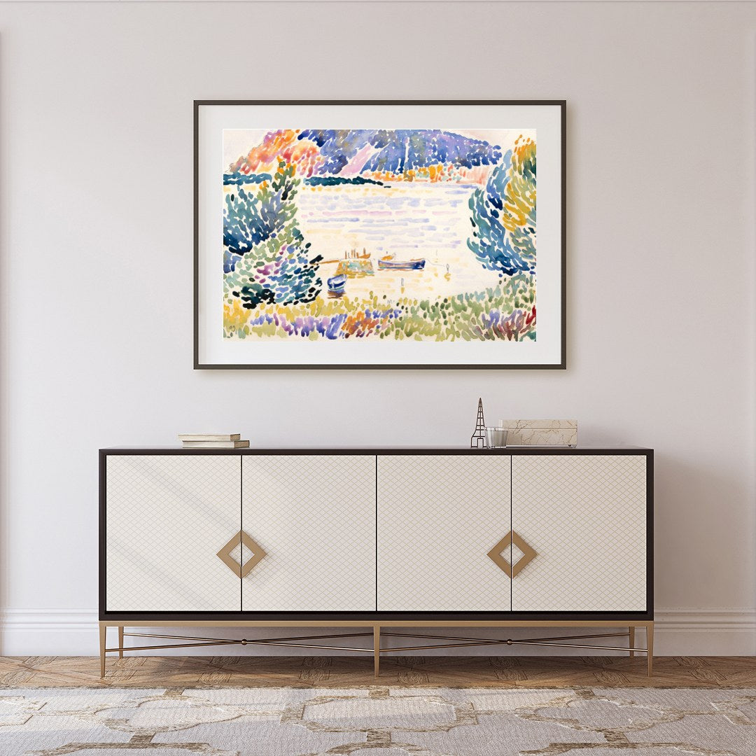 Immerse yourself in the tranquil beauty of this exquisite watercolor painting. With vibrant strokes for Foyer