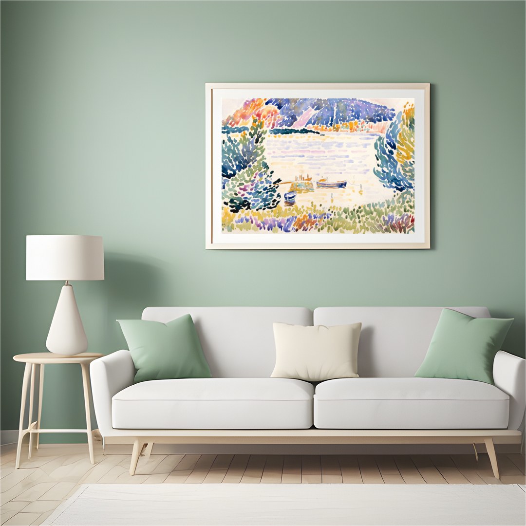 Immerse yourself in the tranquil beauty of this exquisite watercolor painting. With vibrant strokes for Hall
