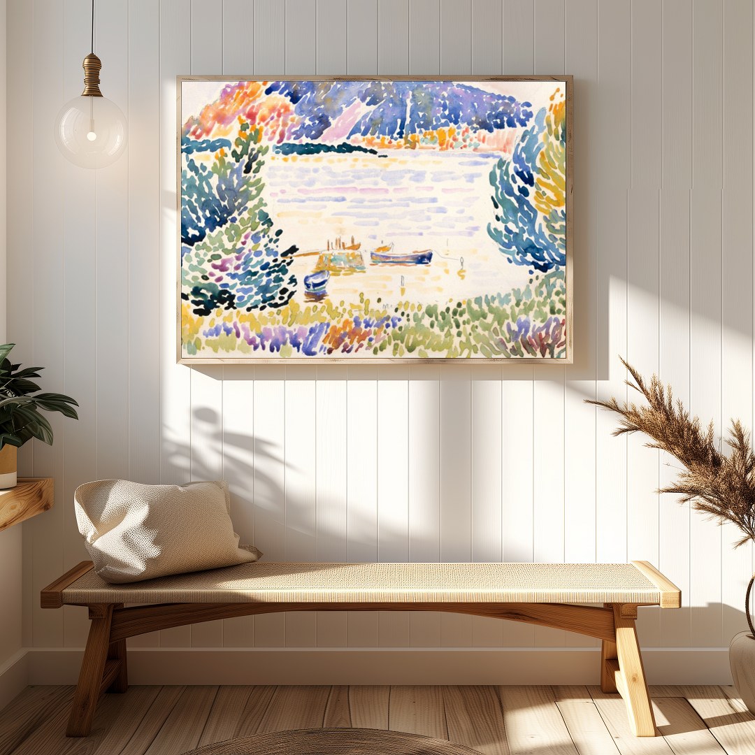Immerse yourself in the tranquil beauty of this exquisite watercolor painting. With vibrant strokes for Hallway
