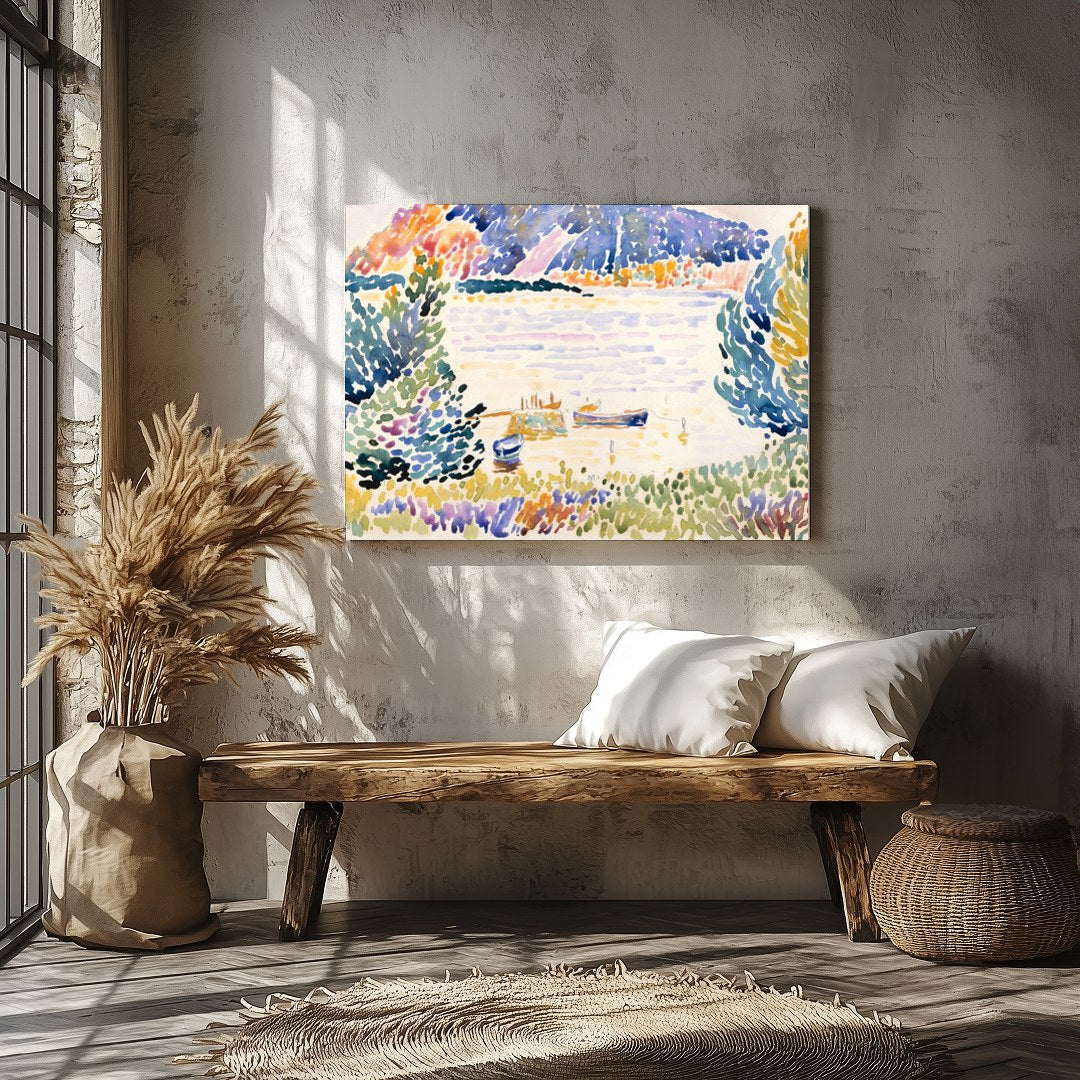 Immerse yourself in the tranquil beauty of this exquisite watercolor painting. With vibrant strokes for Veranda