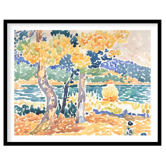 Bring the tranquility of the outdoors into your space with this vibrant impressionistic lakeside for loft