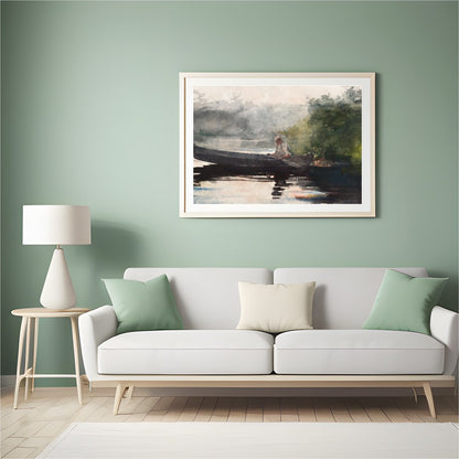 This captivating watercolor piece invites you to a peaceful morning by the lake. The gentle for Hall