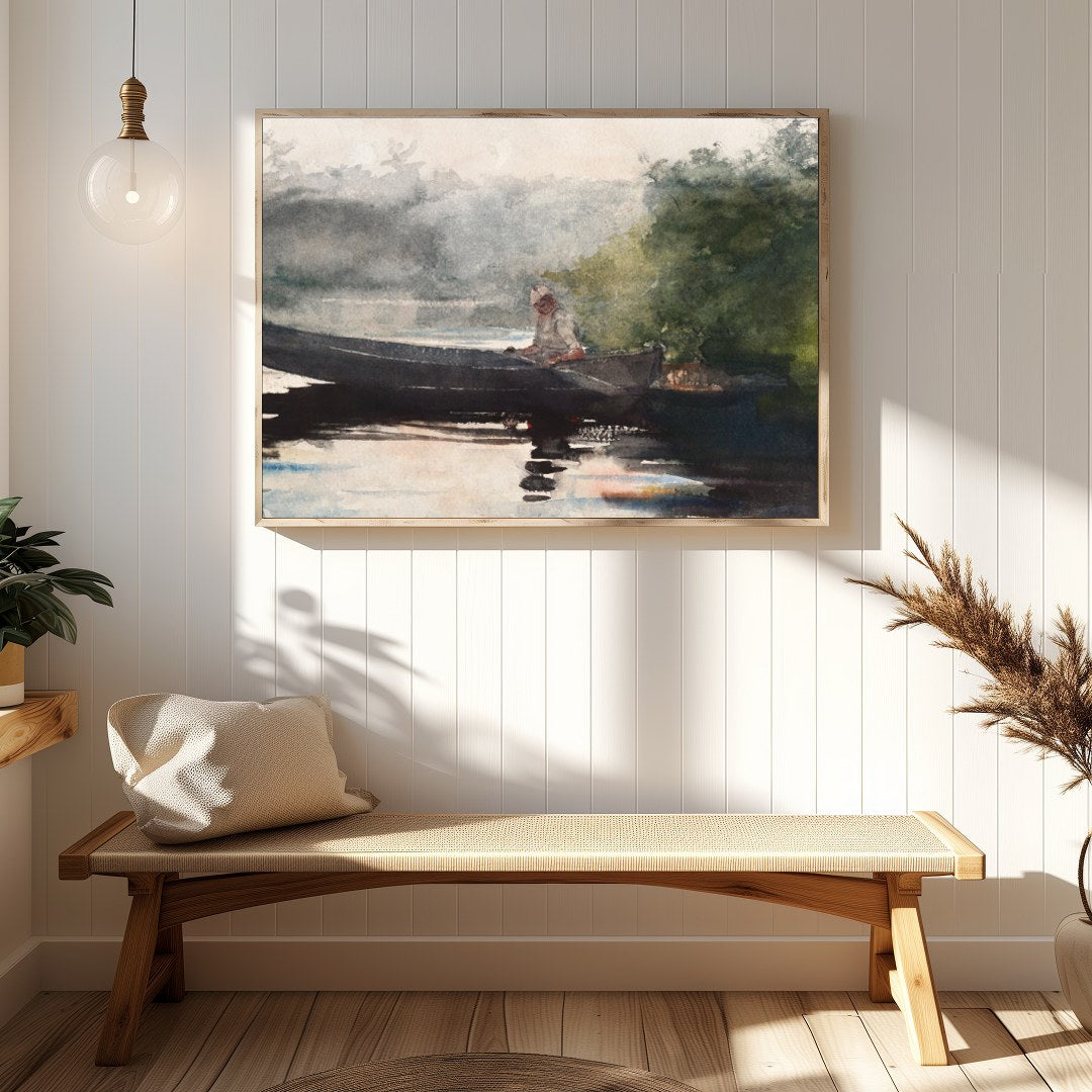 This captivating watercolor piece invites you to a peaceful morning by the lake. The gentle for Hallway