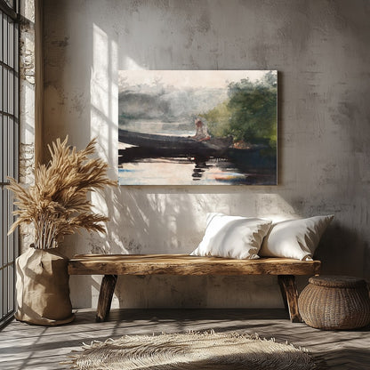 This captivating watercolor piece invites you to a peaceful morning by the lake. The gentle for Veranda