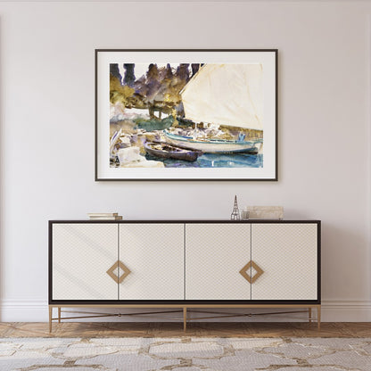 Capture the tranquility of a lakeside scene with this exquisite watercolor painting. The gentle for Foyer