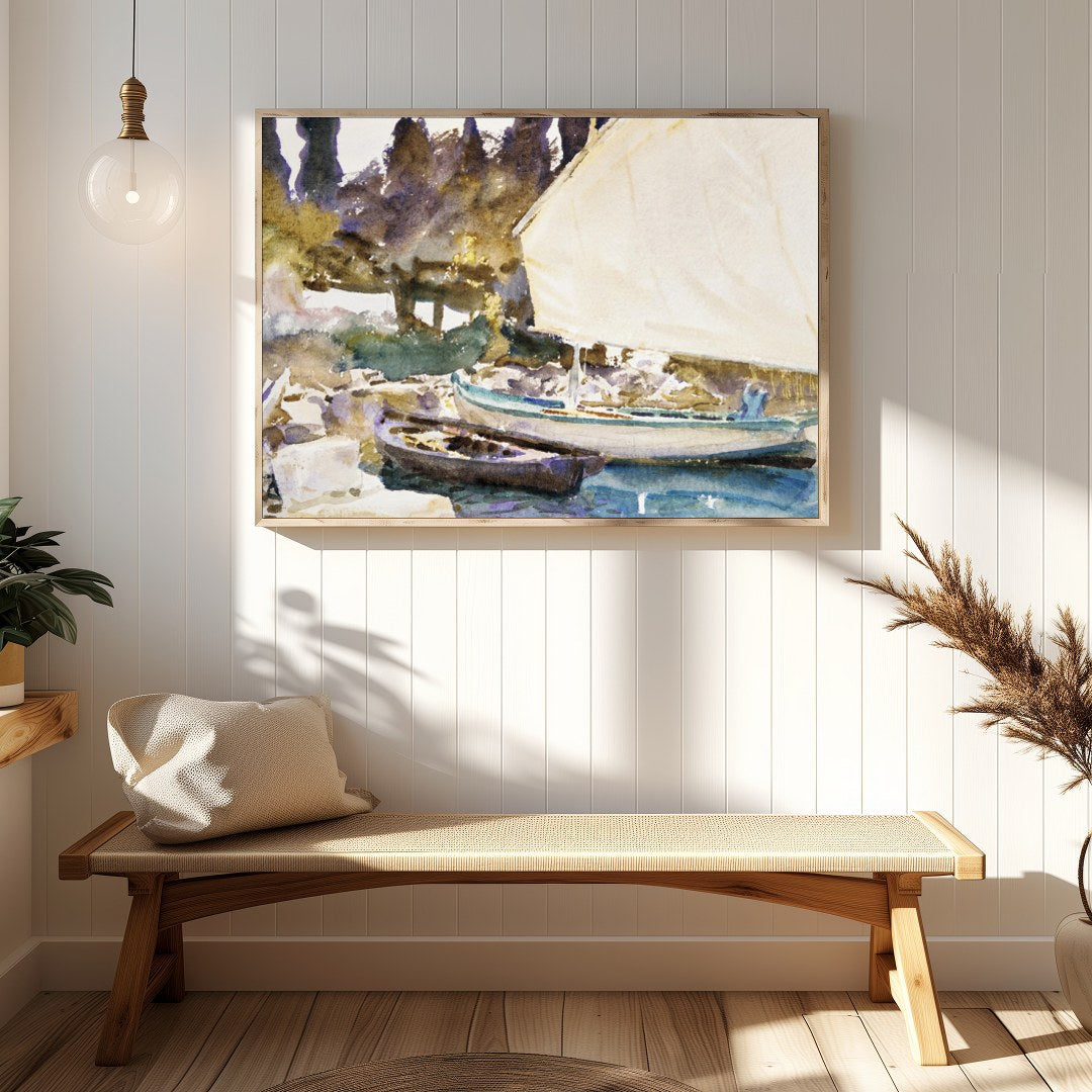 Capture the tranquility of a lakeside scene with this exquisite watercolor painting. The gentle for Hallway