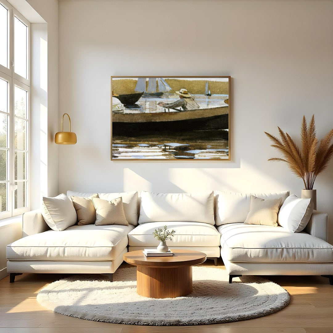 Experience the tranquil allure of 'Serene Lakeside Reflections,' capturing a timeless moment on for Living Room