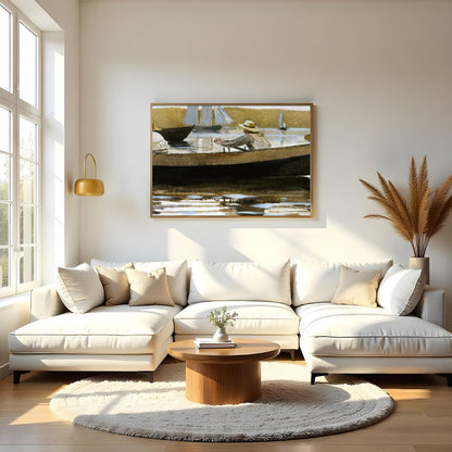 Experience the tranquil allure of 'Serene Lakeside Reflections,' capturing a timeless moment on for Living Room