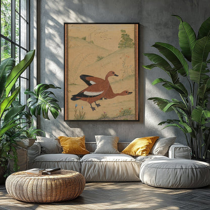 This exquisite artwork captures a pair of ducks gracefully nestled in a serene landscape. Rendered for Balcony