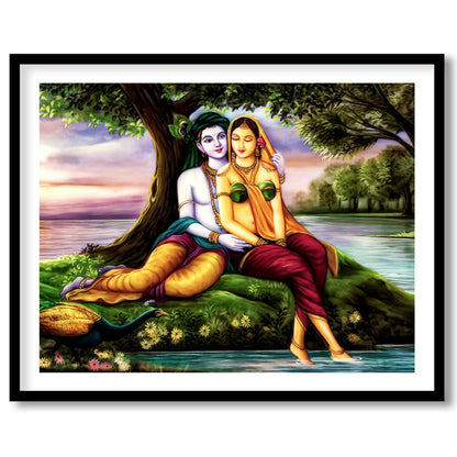 Immerse yourself in tranquility with this captivating artwork, depicting two serene figures nestled for bedroom
