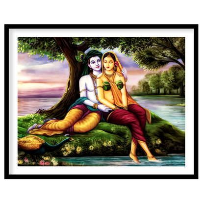 Immerse yourself in tranquility with this captivating artwork, depicting two serene figures nestled for bedroom