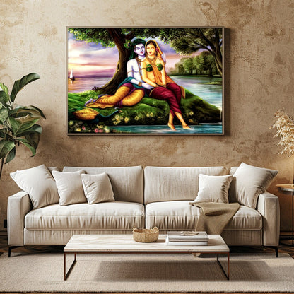 Immerse yourself in tranquility with this captivating artwork, depicting two serene figures nestled for Family Room