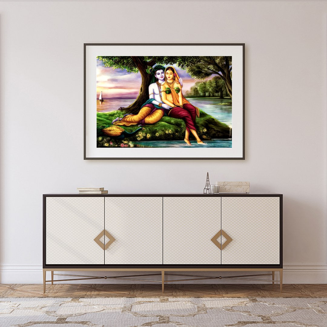 Immerse yourself in tranquility with this captivating artwork, depicting two serene figures nestled for Foyer