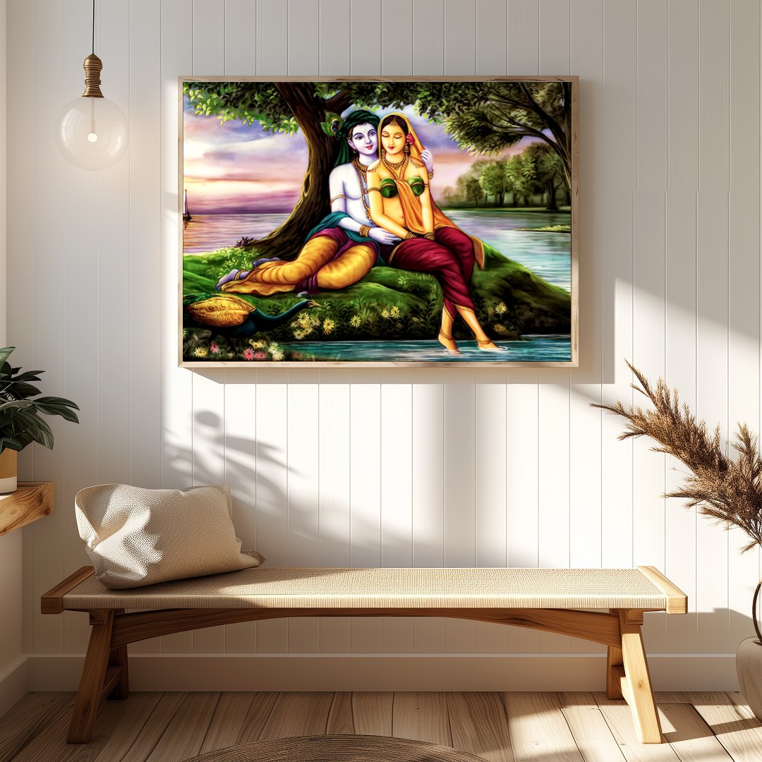 Immerse yourself in tranquility with this captivating artwork, depicting two serene figures nestled for Hallway