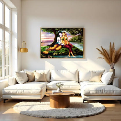 Immerse yourself in tranquility with this captivating artwork, depicting two serene figures nestled for Living Room