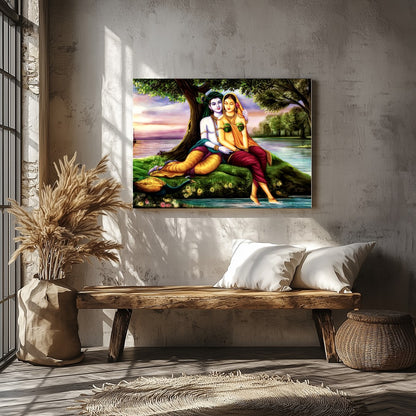 Immerse yourself in tranquility with this captivating artwork, depicting two serene figures nestled for Veranda