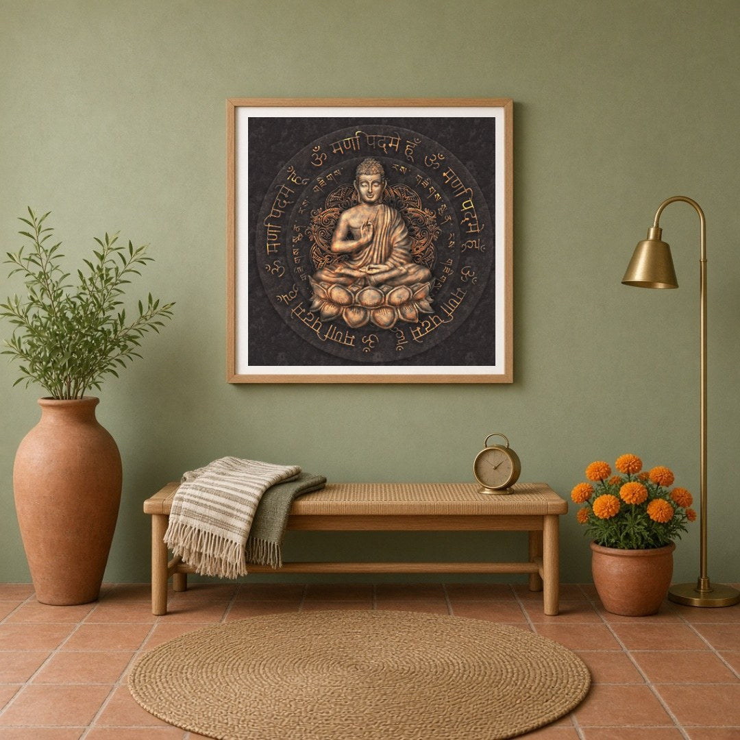 Invite tranquility into your space with this exquisite Buddha artwork, designed to enhance harmony for Entrance