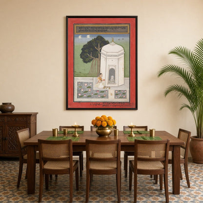 Immerse yourself in the tranquility of Indian culture with this exquisite artwork depicting a for Dining