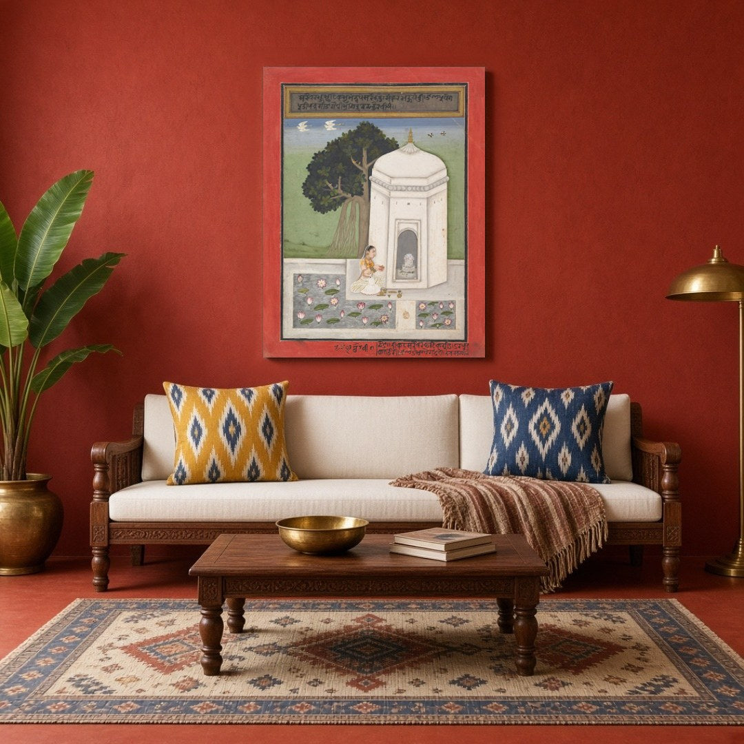Immerse yourself in the tranquility of Indian culture with this exquisite artwork depicting a for Living Room