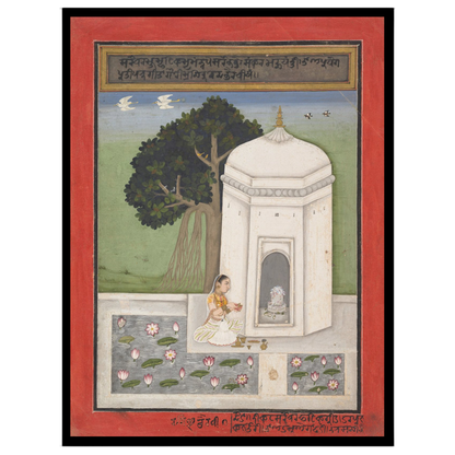 Immerse yourself in the tranquility of Indian culture with this exquisite artwork depicting a for nook