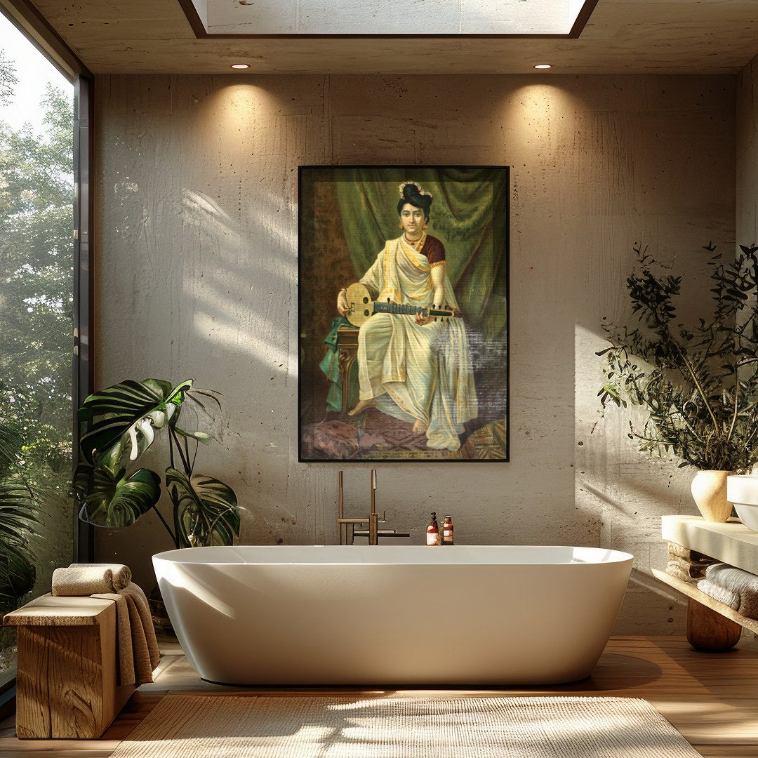 Immerse yourself in the grace of history with this stunning artwork depicting a poised musician. for Bathroom