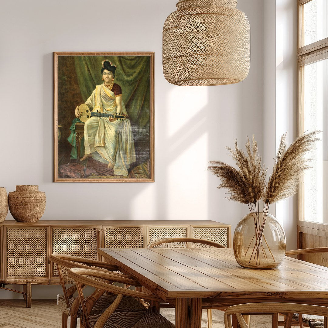 Immerse yourself in the grace of history with this stunning artwork depicting a poised musician. for Extra Kitchen