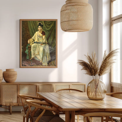Immerse yourself in the grace of history with this stunning artwork depicting a poised musician. for Extra Kitchen
