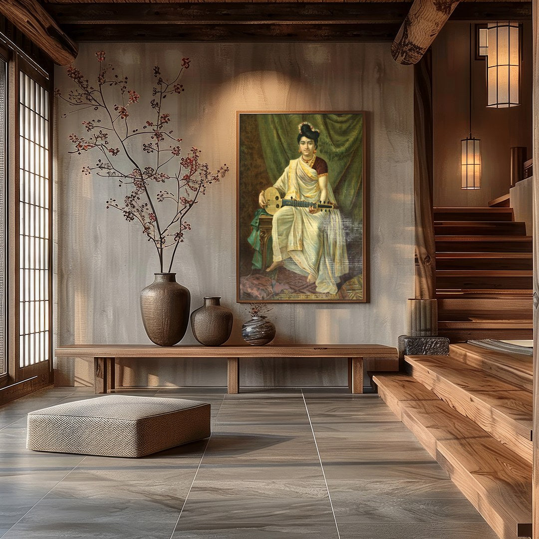 Immerse yourself in the grace of history with this stunning artwork depicting a poised musician. for Hall