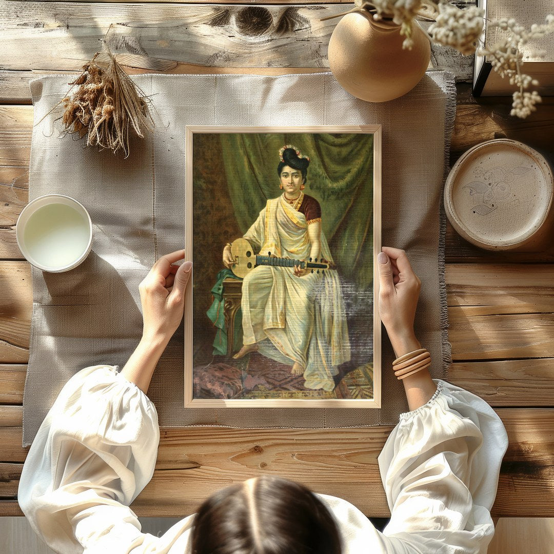 Immerse yourself in the grace of history with this stunning artwork depicting a poised musician. for Kitchen