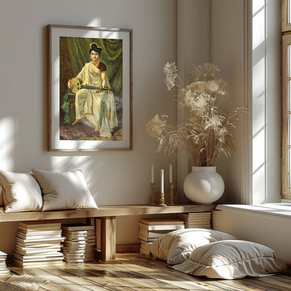 Immerse yourself in the grace of history with this stunning artwork depicting a poised musician. for sanctuary