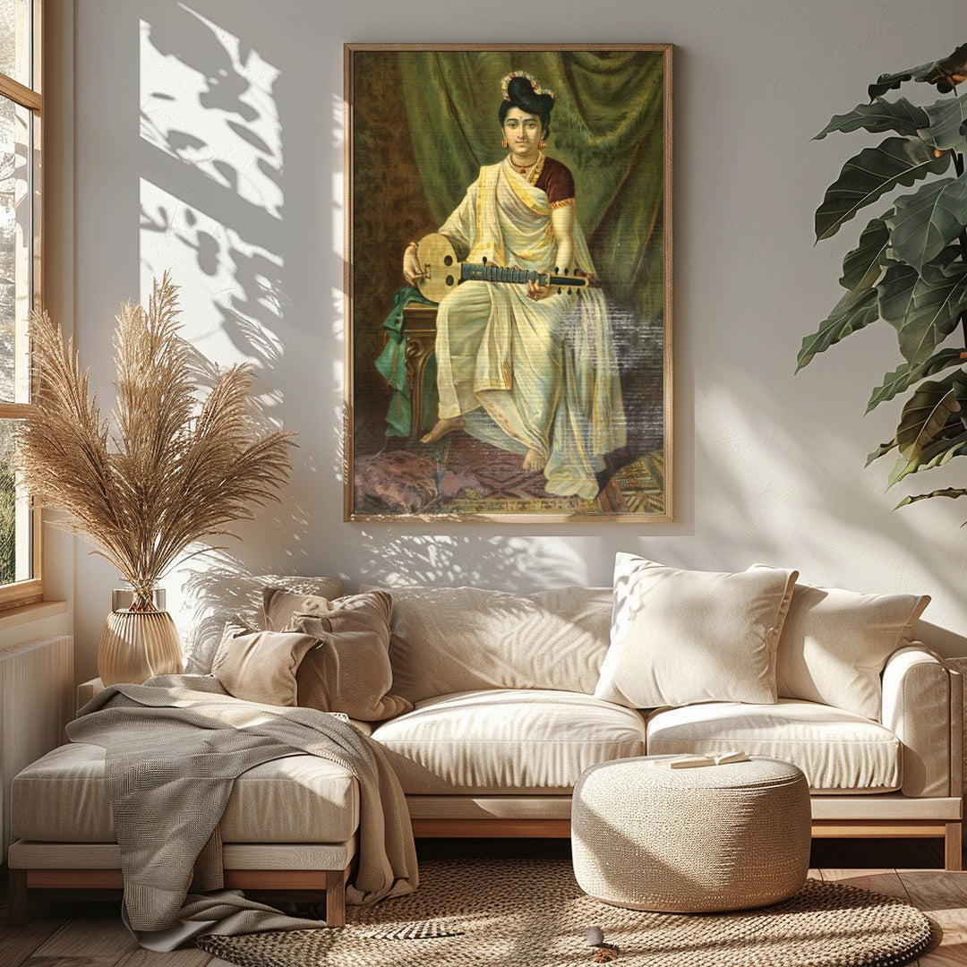 Immerse yourself in the grace of history with this stunning artwork depicting a poised musician. for Sitting Area