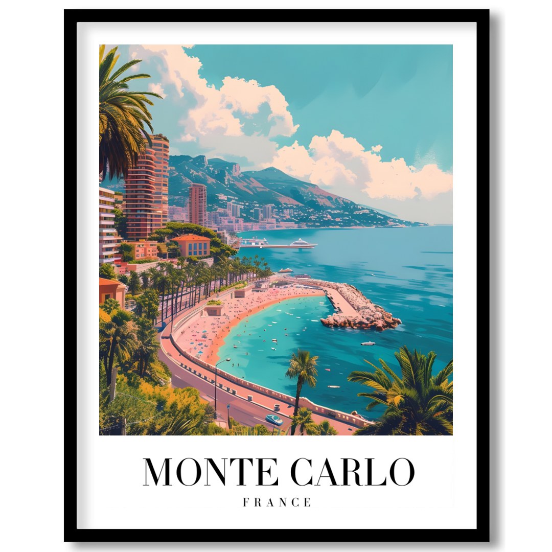 Experience the tranquil beauty of Monte Carlo with this stunning coastal artwork. The vibrant blues for nook
