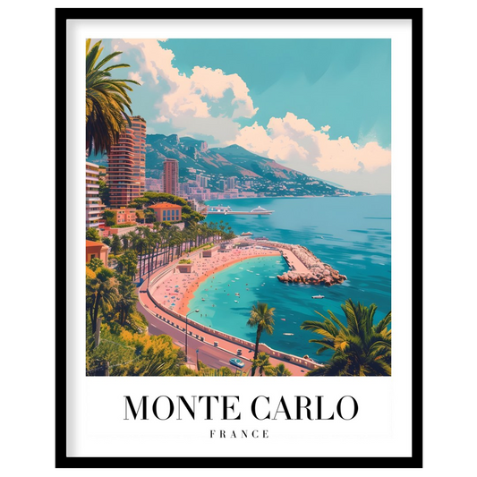 Experience the tranquil beauty of Monte Carlo with this stunning coastal artwork. The vibrant blues for nook
