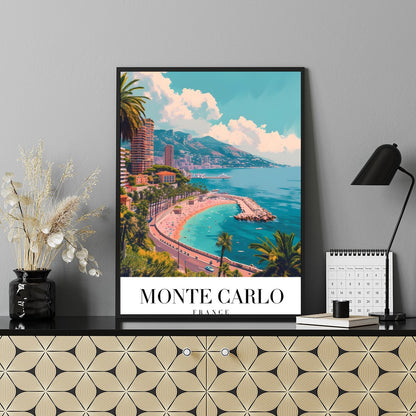Experience the tranquil beauty of Monte Carlo with this stunning coastal artwork. The vibrant blues for Shelf